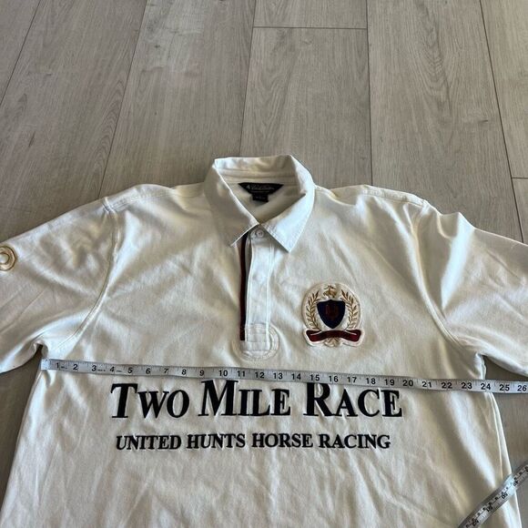 Brooks Brothers Ivory Polo SHIRT Two Mile Race United Hunts Horse Racing S: L - Picture 3 of 5